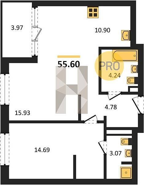 Продается 1-комн. квартира, 55.6 м², ЖК Патрики, 