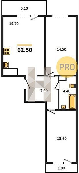 Продается 2-комн. квартира, 63.68 м², ЖК Дыхание, 