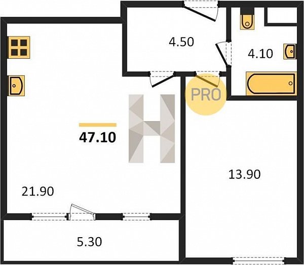 Продается 1-комн. квартира, 47.1 м², ЖК Все Свои, 
