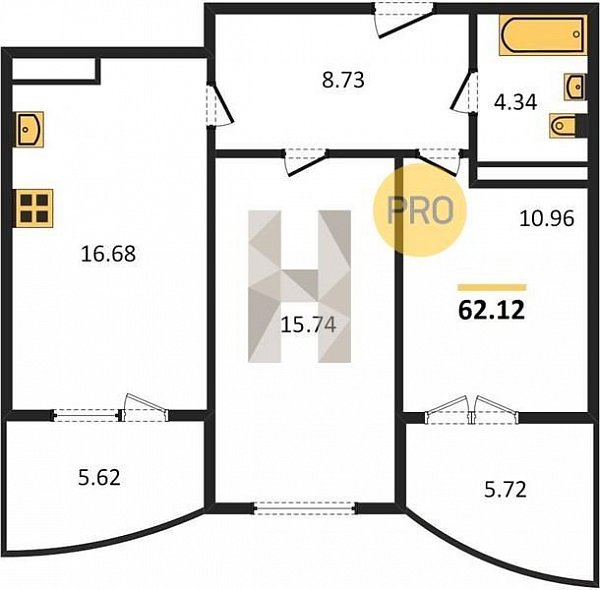 Продается 2-комн. квартира, 65.2 м², ЖК Хорошая Погода-2, 