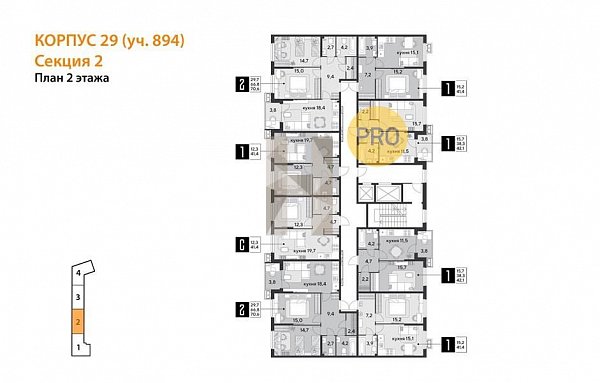 1-комн. квартира, 41.4 м², ЖК Парк Победы-2 (№132856)