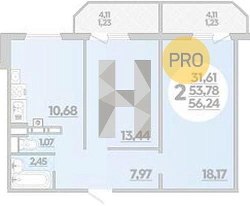 Продается 2-комн. квартира, 56.24 м², ЖК Дом на Фестивальной, 