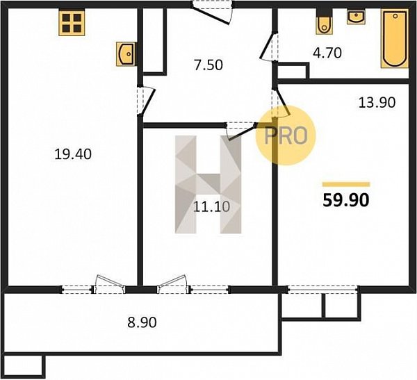 Продается 2-комн. квартира, 59.9 м², ЖК Отражение, 